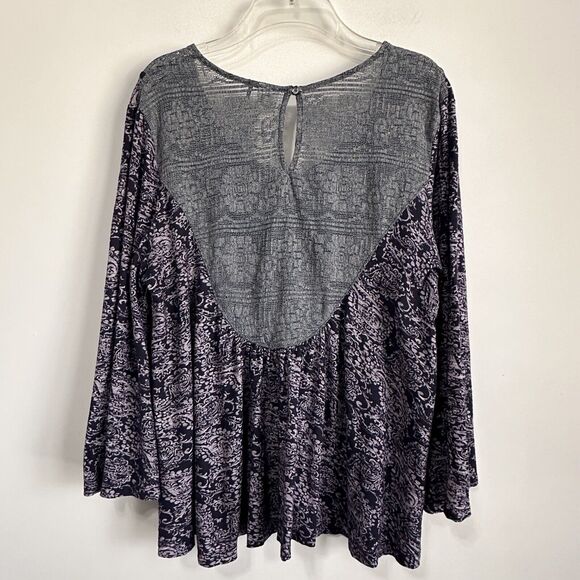 Anthropologie Akemi Kin Top M Marcella Lace Up Scoop Neck Boho Bell Sleeve - Picture 12 of 13